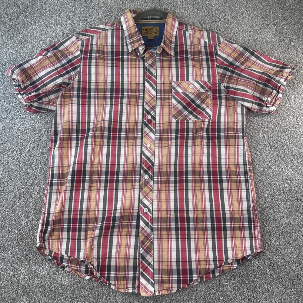 Cremieux Button Down Shirt Mens Large Red Plaid Short Sleeve Cotton Casual Top